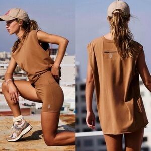 NWT Hot Shot FP Movement by Free People Brown Muscle Tank Size Small